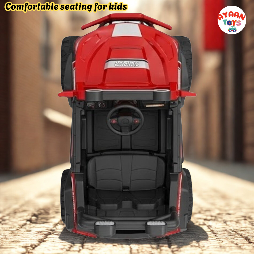 Ayaan Toys Kids Ride On Jeep Car | Battery Operated Electric Jeep for Kids | Non-Metallic Body | Big Tyres | Red Color