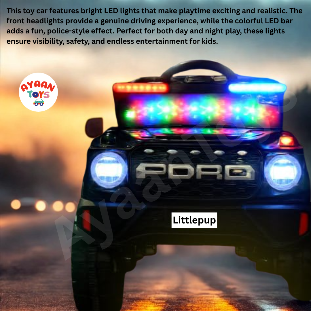 Ayaan Toys - 4x4 Electric Jeep Ride-on Car for Kids, 12V Battery Powered, Red Plastic, Remote Control, Bluetooth Music, LED Lights, Manual Drive, Ages 1-6 Years, 86x63x53cm