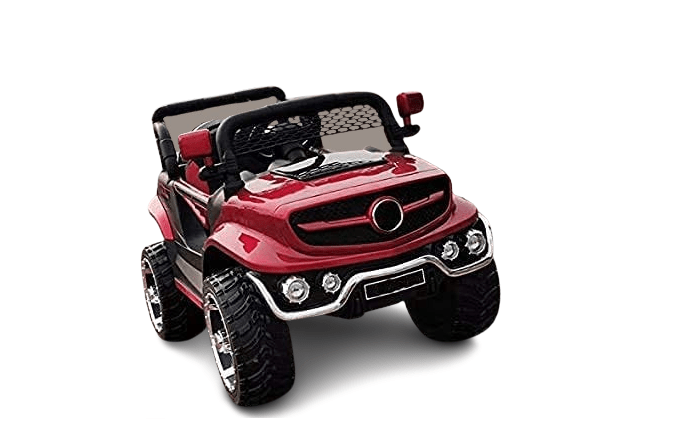 Electric Rechargeable Battery Operated V8 Biturbo Jeep Car for Kids 1 to 7 Years, Red