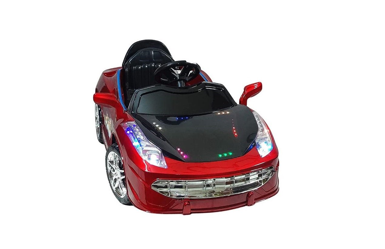 Electric 1008 Car for Kids to Drive of Age 1 to 4 Years, The Painted 12V Battery Operated Ride on Car with Music, Bluetooth Remote, Flashing Lights and Swing (Metallic Red)