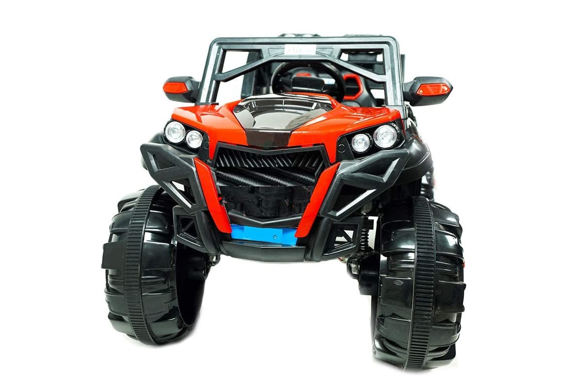 Rechargeable Battery Operated Electric Ride on  4X4 1188 Yellow Jeep Car for 2-8 Years Kids/Children/Toddlers/Boys/Girls with Music, Spring Suspension and Remote Control, Red