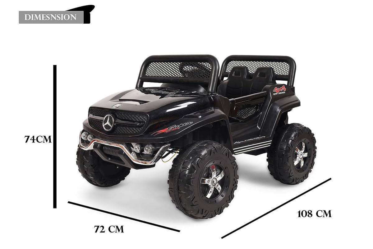 Battery Operated Ride on Jeep for Kids with Music, Lights and Swing- Electric Remote Control Ride on Jeep for Children to Drive of Age 1 to 6 Years- Black