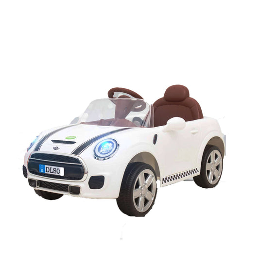 Battery Operated Car For Kids | Rechargeable Ride On Mini Cooper Car (White) 1 to 4 Year Kids