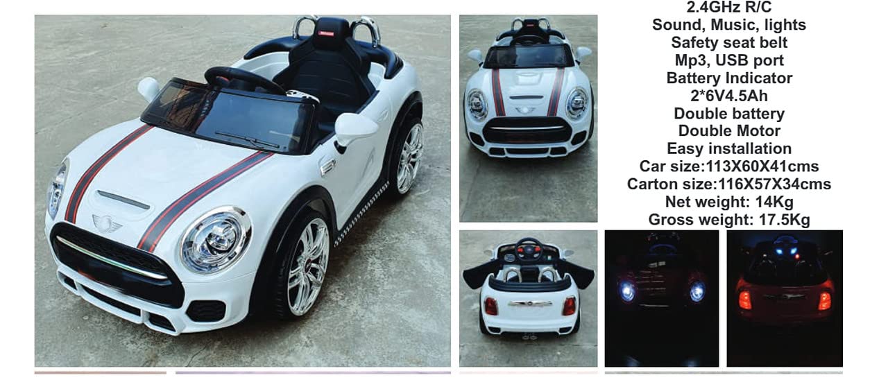 Mini Cooper Car with Openable Doors, Pull Back, Blinking Headlights and Music with Projectable