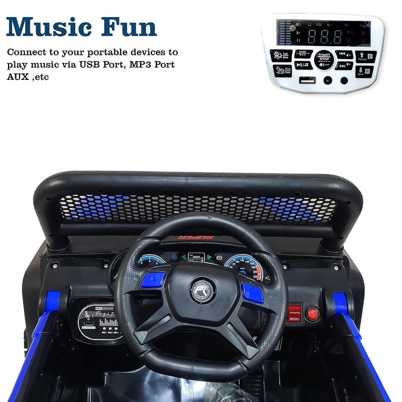 Battery Operated Ride on Jeep for Kids with Music, Lights and Swing- Electric Remote Control Ride on Jeep for Children to Drive of Age 1 to 6 Years-Blue