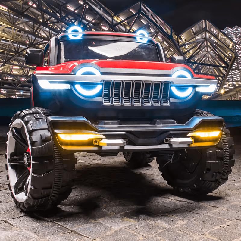 Rechargeable 4x4  Battery Operated Monster Jeep Ride On Kids Jeep with Light, Music, Rechargeable Battery Operated Jeep for Kids Drive (Red) Age 1 to 7 Years