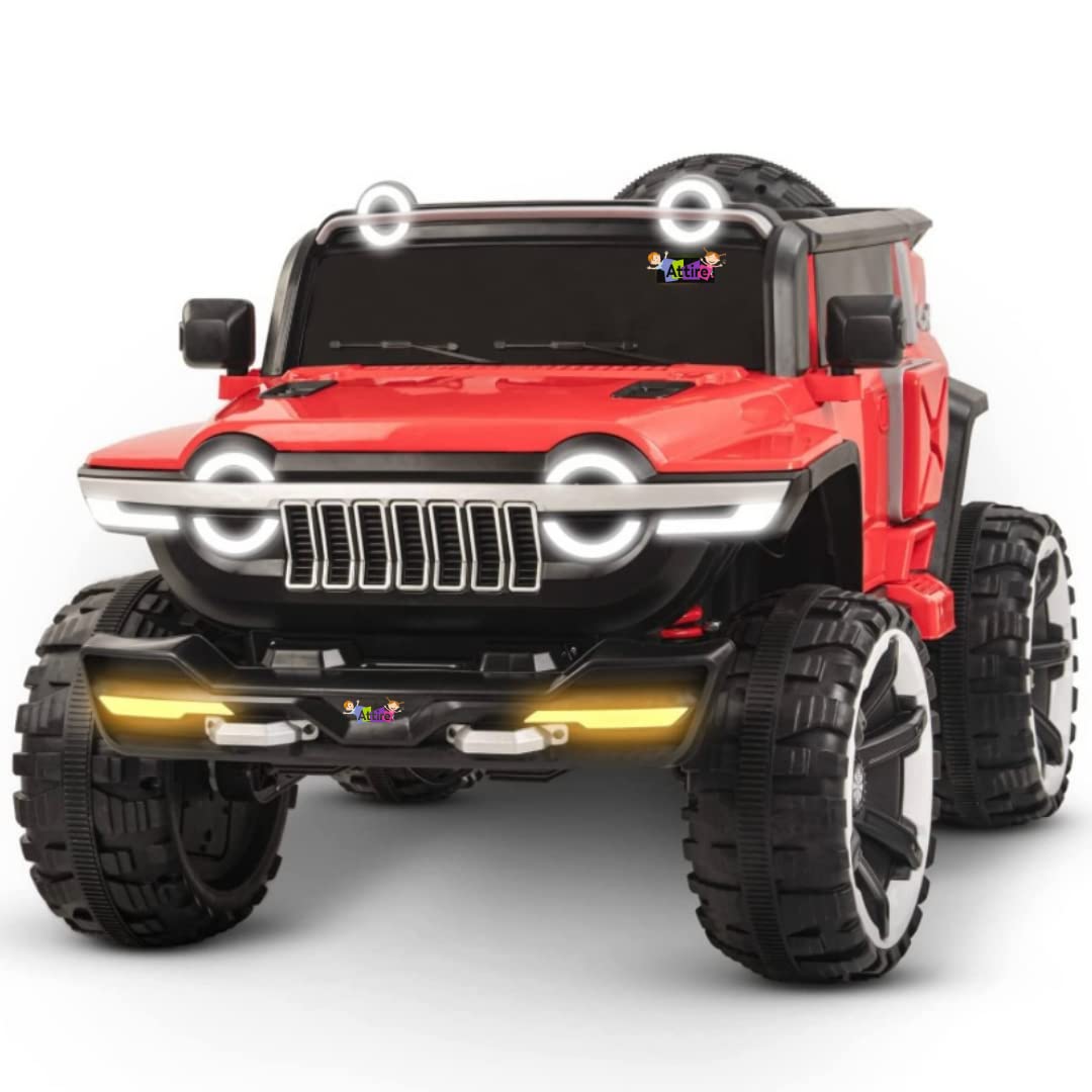Rechargeable 4x4  Battery Operated Monster Jeep Ride On Kids Jeep with Light, Music, Rechargeable Battery Operated Jeep for Kids Drive (Red) Age 1 to 7 Years