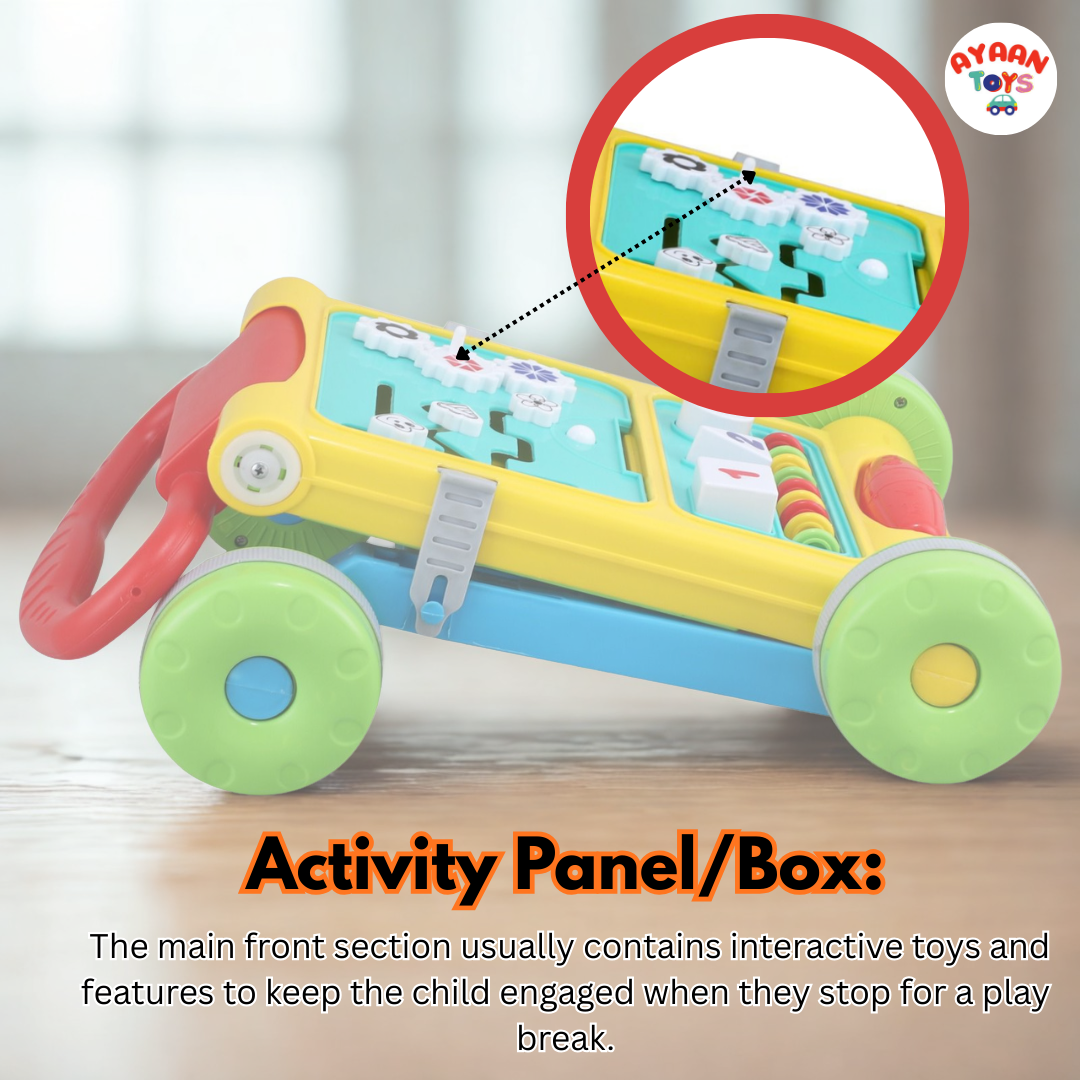Ayaan Toys - Baby Activity Walker Learning Push Walker for Babies 6 to 18 Months, Foldable Musical Walker with Recreational Toy Bar (Multi Color).