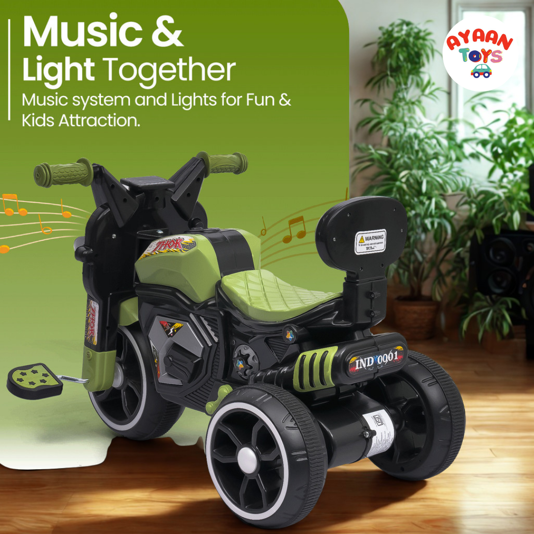 Ayaan Toys Baby Tricycle for Kids 1–3 Years | Non-Electric Kids Trike with Music & Horn and Light | Durable Pedal Tricycle with EVA Wheels & Safety Backrest | Boys & Girls Ride-On Cycle – Green