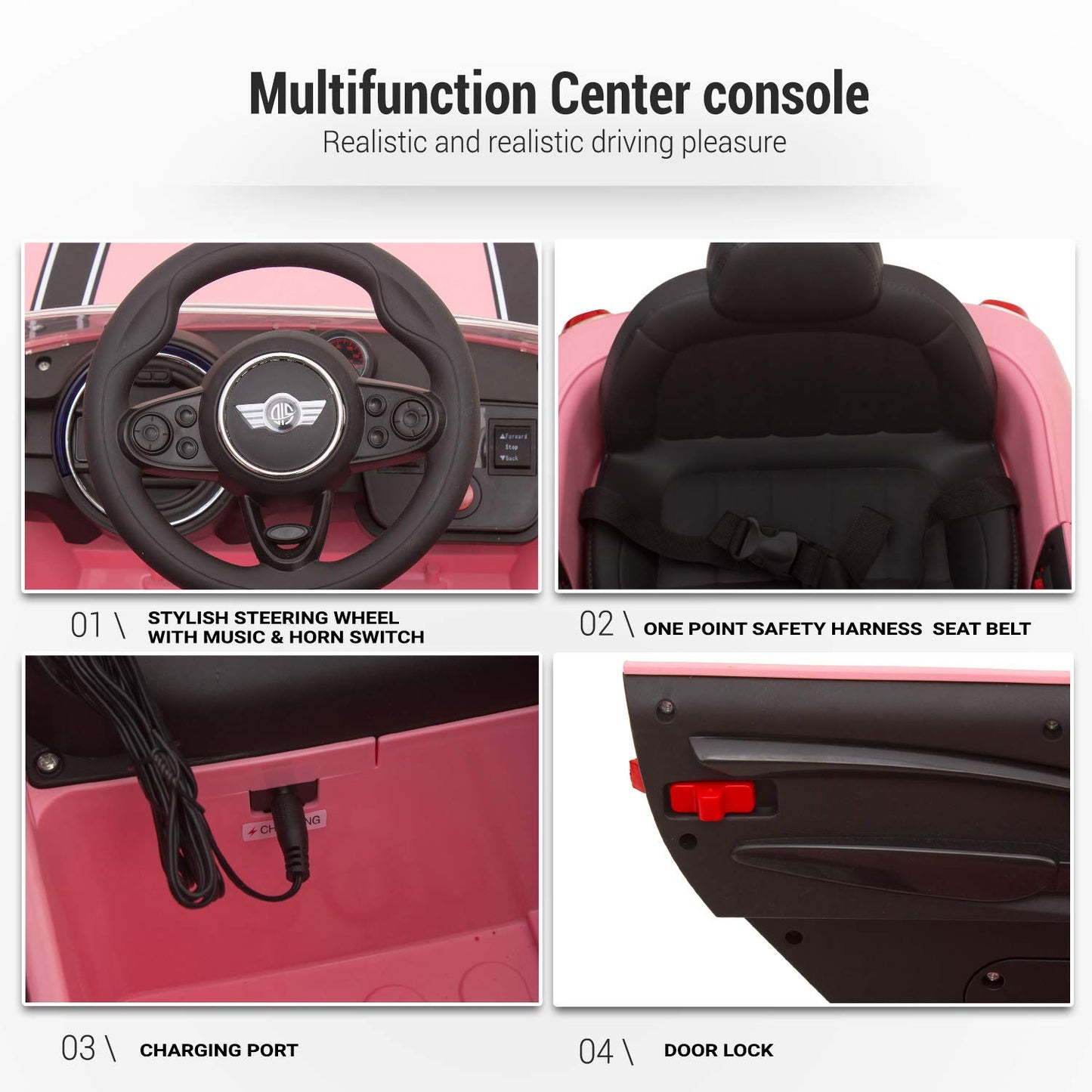 Battery Operated Car For Kids | Mini Coper Electric Ride on Car for Kids with Rechargeable 12V Battery, Music, Lights and Swing. (Red) Age 1 to 4 Years