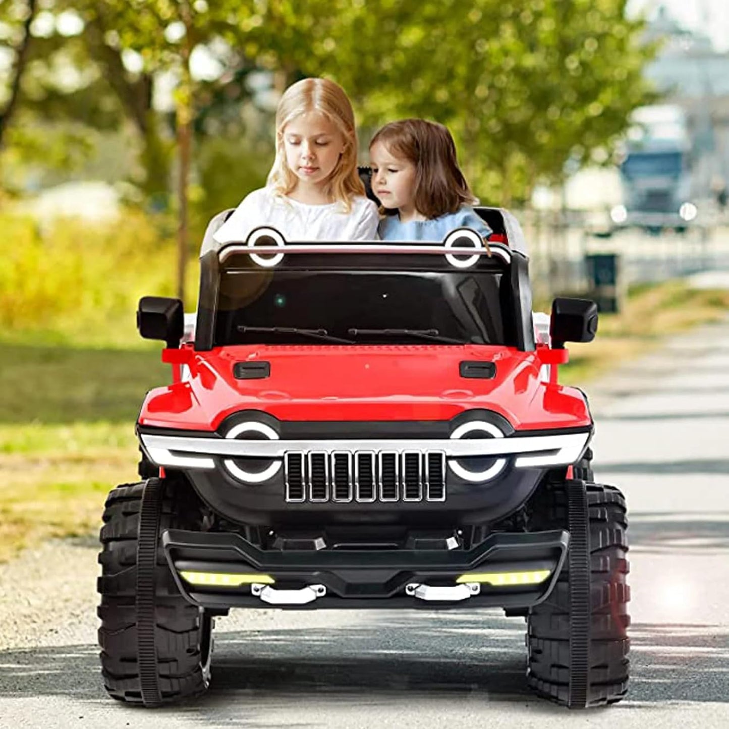 Rechargeable 4x4  Battery Operated Monster Jeep Ride On Kids Jeep with Light, Music, Rechargeable Battery Operated Jeep for Kids Drive (Red) Age 1 to 7 Years