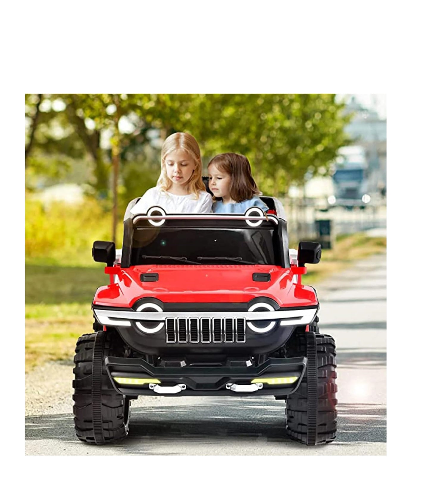 Rechargeable 4x4  Battery Operated Monster Jeep Ride On Kids Jeep with Light, Music, Rechargeable Battery Operated Jeep for Kids Drive (Red) Age 1 to 7 Years