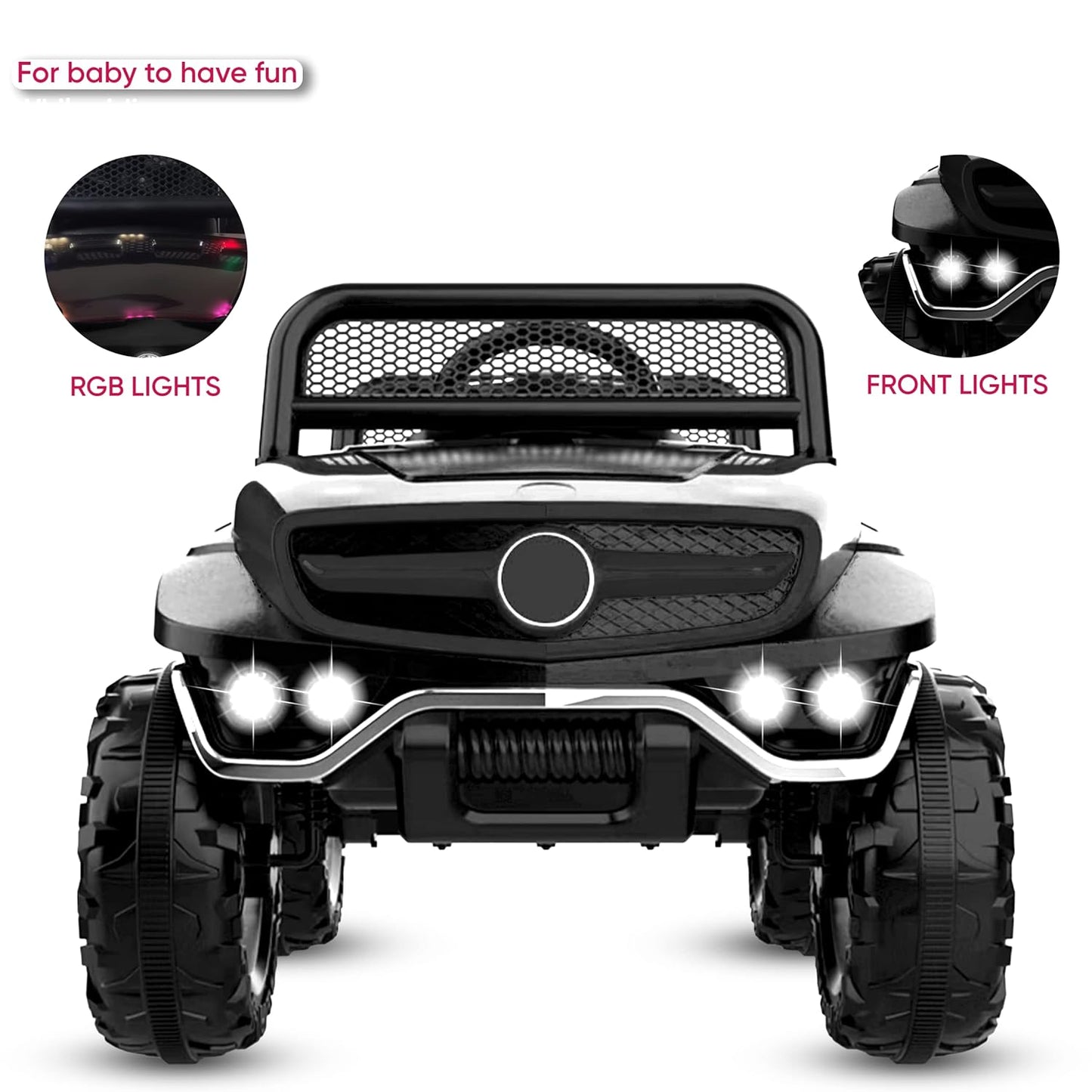 Battery Operated Ride on Jeep for Kids with Music, Lights and Swing- Electric Remote Control Ride on Jeep for Children to Drive of Age 1 to 6 Years- Black