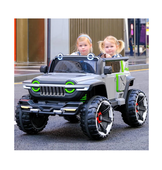Rechargeable  4x4 Battery Operated Monster Jeep Ride On Kids Jeep with Light, Music, Rechargeable Battery Operated Jeep for Kids Drive (Grey) Age 1 to 7 Years