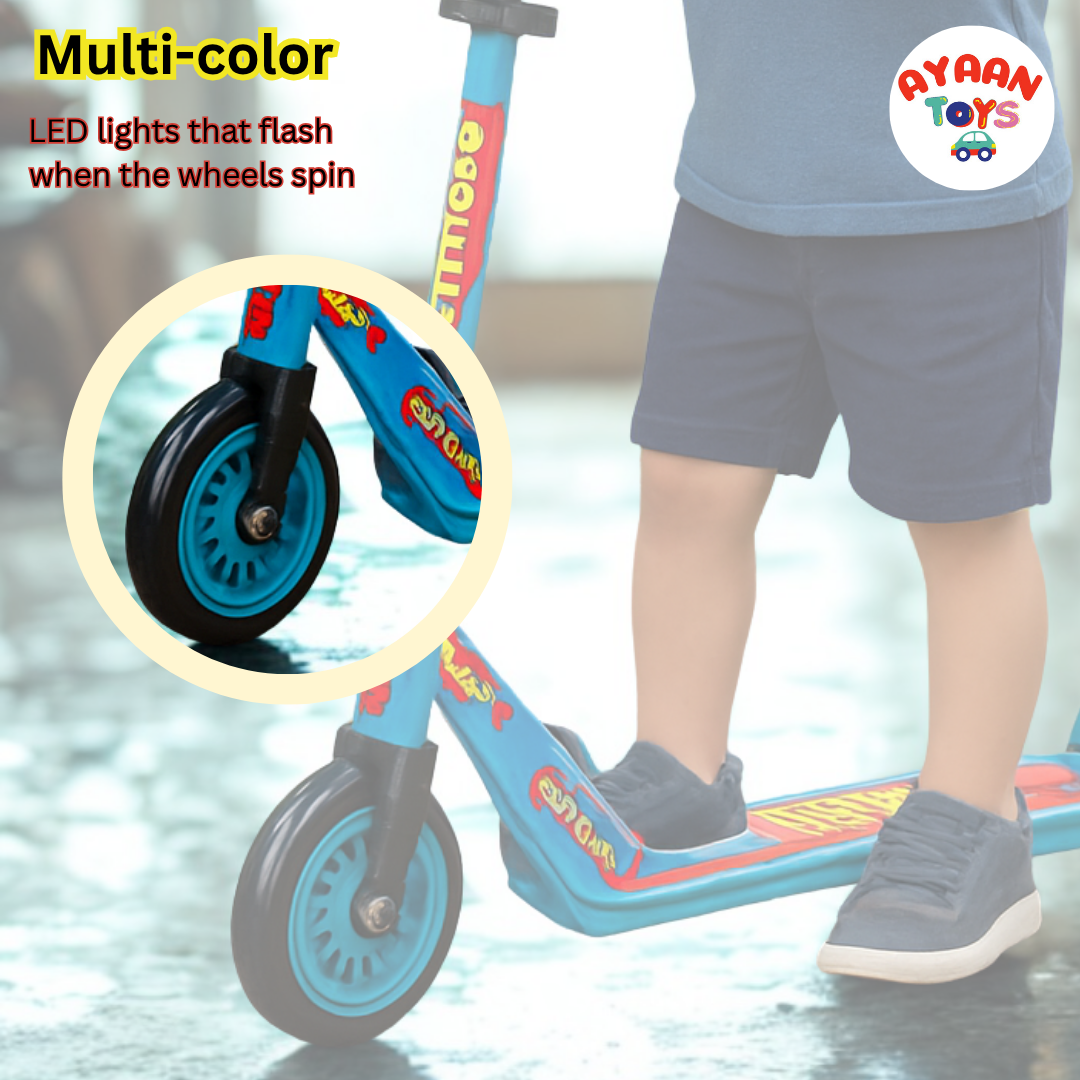 Ayaan Toys - Kids Scooter with LED Light Up Wheels, Foldable Design, Height Adjustable, 2-Wheel Kick Scooter.