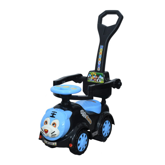 Ayaan Toys Tiger Face Ride-On Push Car for Kids 1–4 Years | Safety Guardrail, Backrest & Parent Handle | Musical Push Ride-On Toy for Boys & Girls | Sturdy Wheelbase & Storage Under Seat.