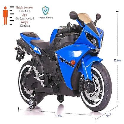 Electric R1 Bike for Kids – Battery Ride-On with Lights & Music (Blue, 1–8 Years)