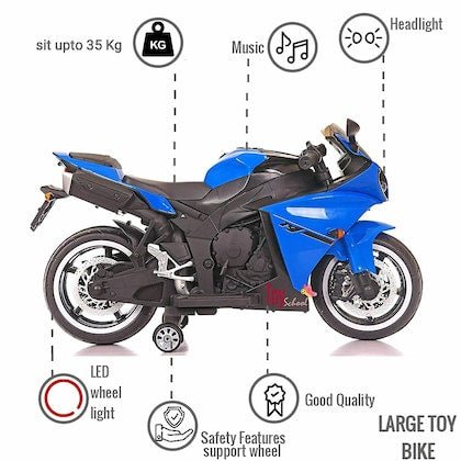 Electric R1 Bike for Kids – Battery Ride-On with Lights & Music (Blue, 1–8 Years)