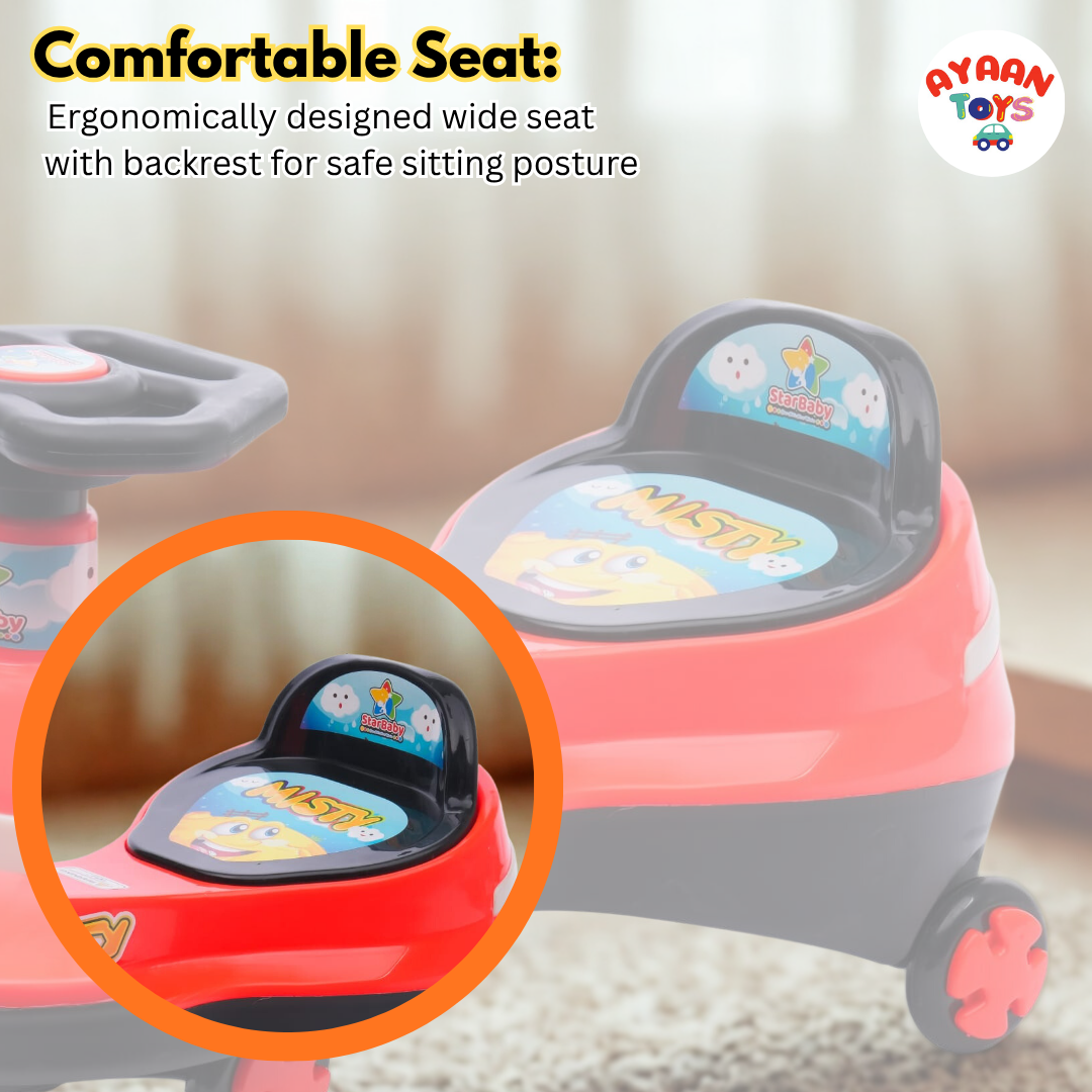 Ayaan Toys - Magic Swing Car Ride On for Kids 1 to 6 Years | Baby Twist Car with Music, Light & Smooth Wheels | No Battery, No Pedal Ride-On Toy for Boys & Girls