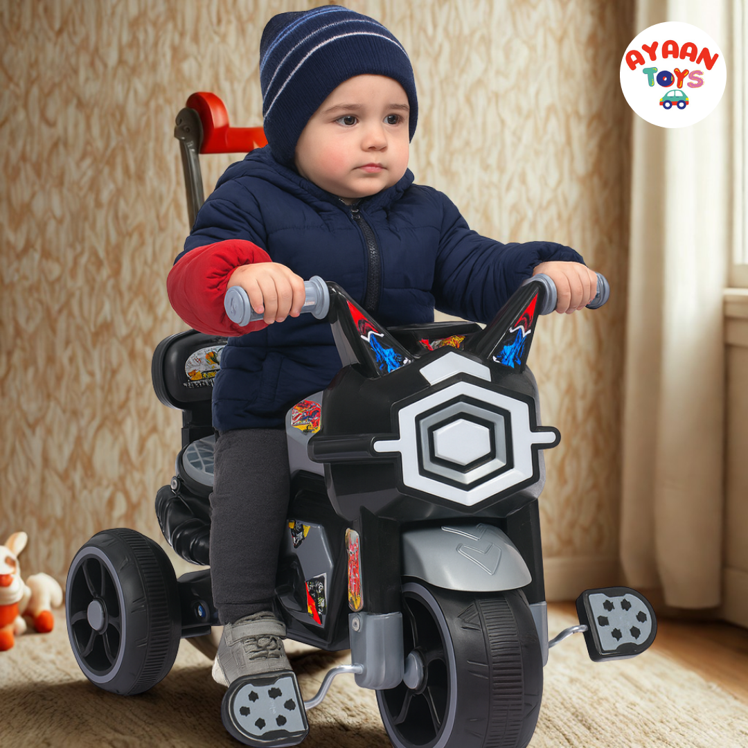 Ayaan Toys Baby Tricycle for Kids 1–3 Years | Non-Electric Kids Trike with Music & Horn and Light | Durable Pedal Tricycle with EVA Wheels & Safety Backrest | Boys & Girls Ride-On Cycle – Grey