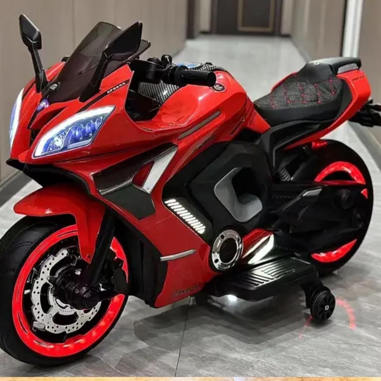 Yamaha R9 battery operated ride-on electric bike for kids with LED lights and music