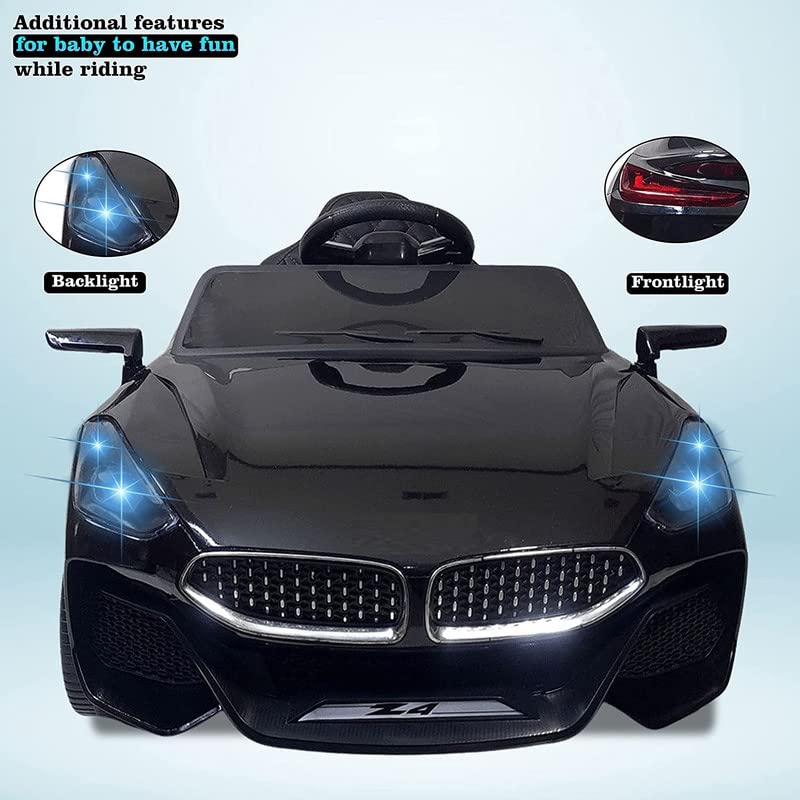 Battery Operated Car For Kids | Z4 Kids Battery Operated Car with Music, Safety Belt, Led Lights and Bluetooth Remote- Electric Rechargeable Ride on car for Children of Age 1 to 4 Years (Metallic Black)