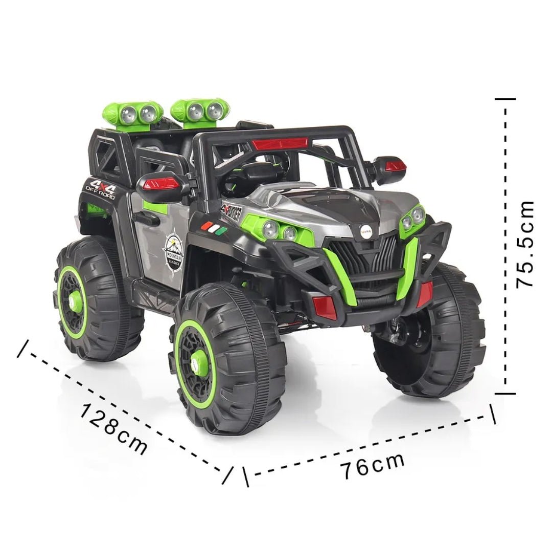12V Big Size Battery Operated 4x4 Ride-On Jeep for Kids (Ages 2–10) – Remote Control, Steering Motor & Suspension