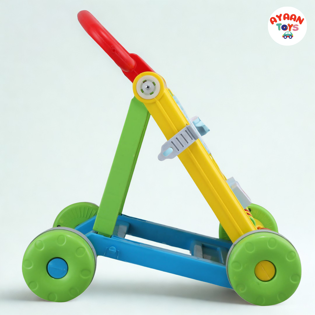 Ayaan Toys - Baby Activity Walker Learning Push Walker for Babies 6 to 18 Months, Foldable Musical Walker with Recreational Toy Bar (Multi Color).