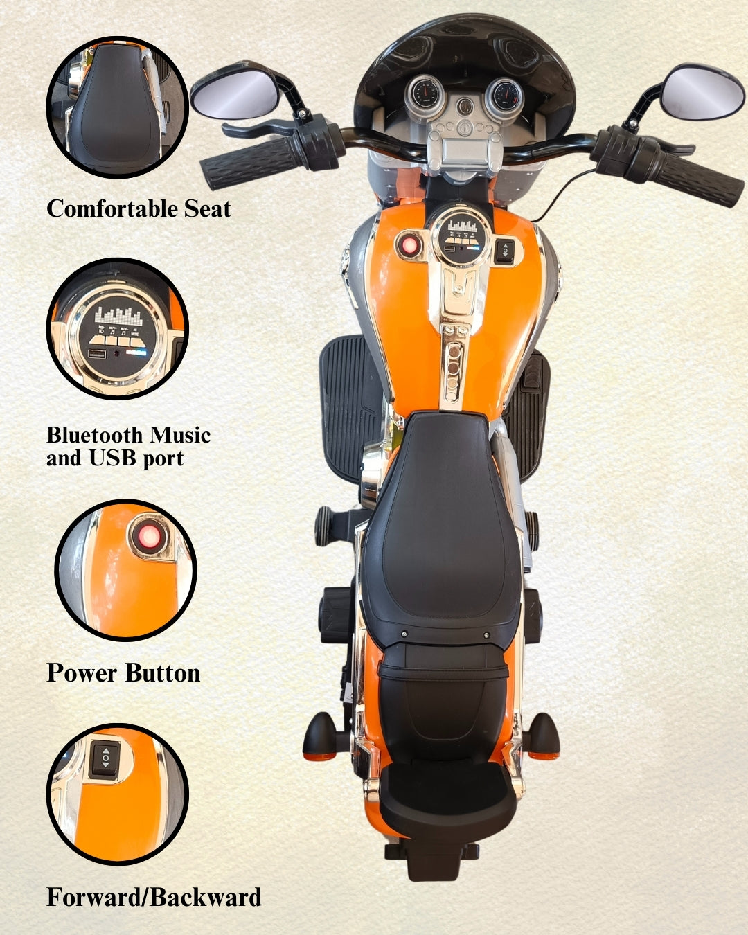 Thunderbolt Baby Battery Operated Bike for Kids with Foot Accelerator, Bluetooth & Music | Ride on Toy Kid's Bike with LED Light | Baby Electric Bike for Kids to Drive 2 to 13 Years