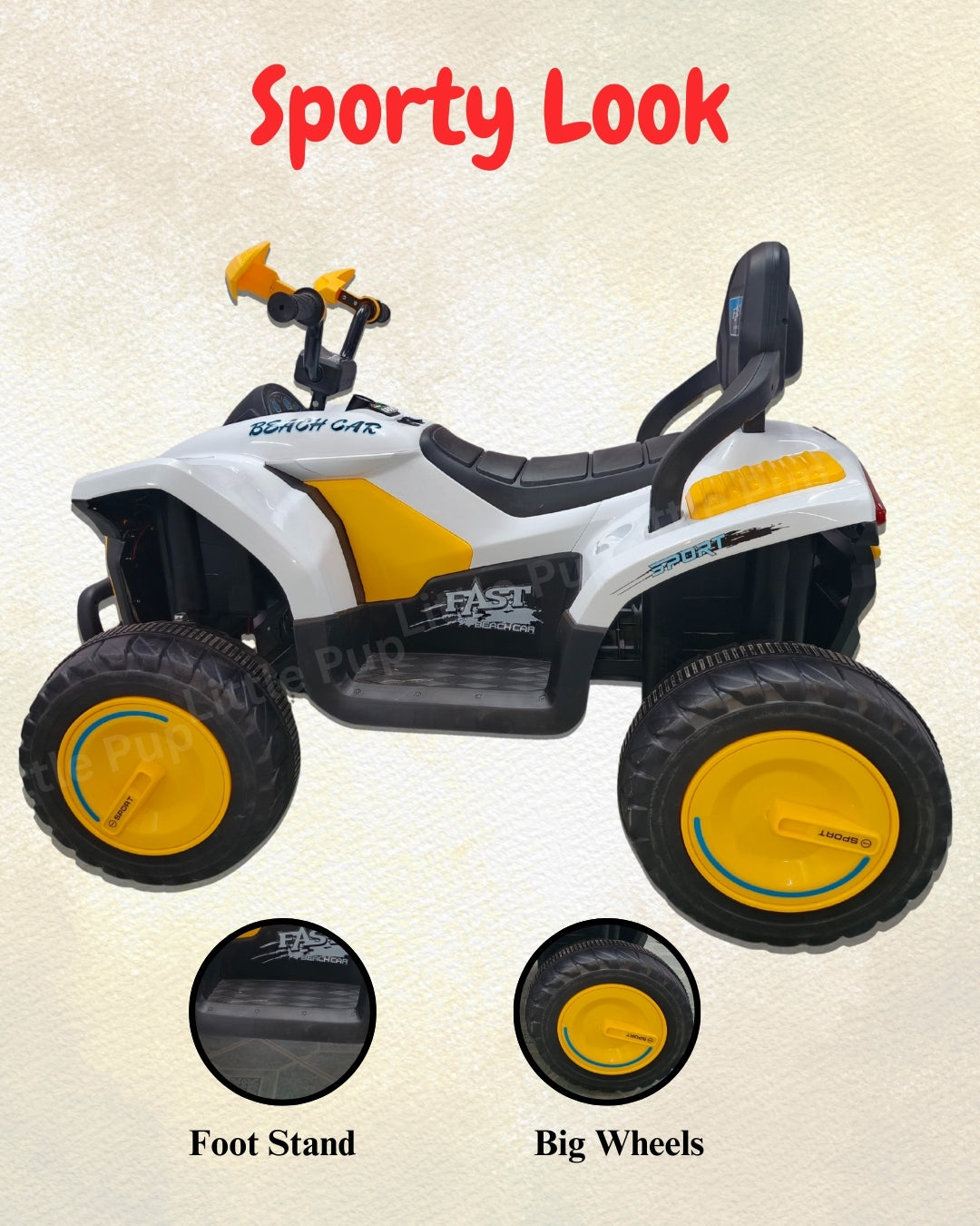 Kids ATV, 12V Electric Ride On Four Wheeler with Remote Control, 7AH Battery, LED Lights, Radio, Music, Battery Powered Ride On Toy for Ages 2-12 Years, White