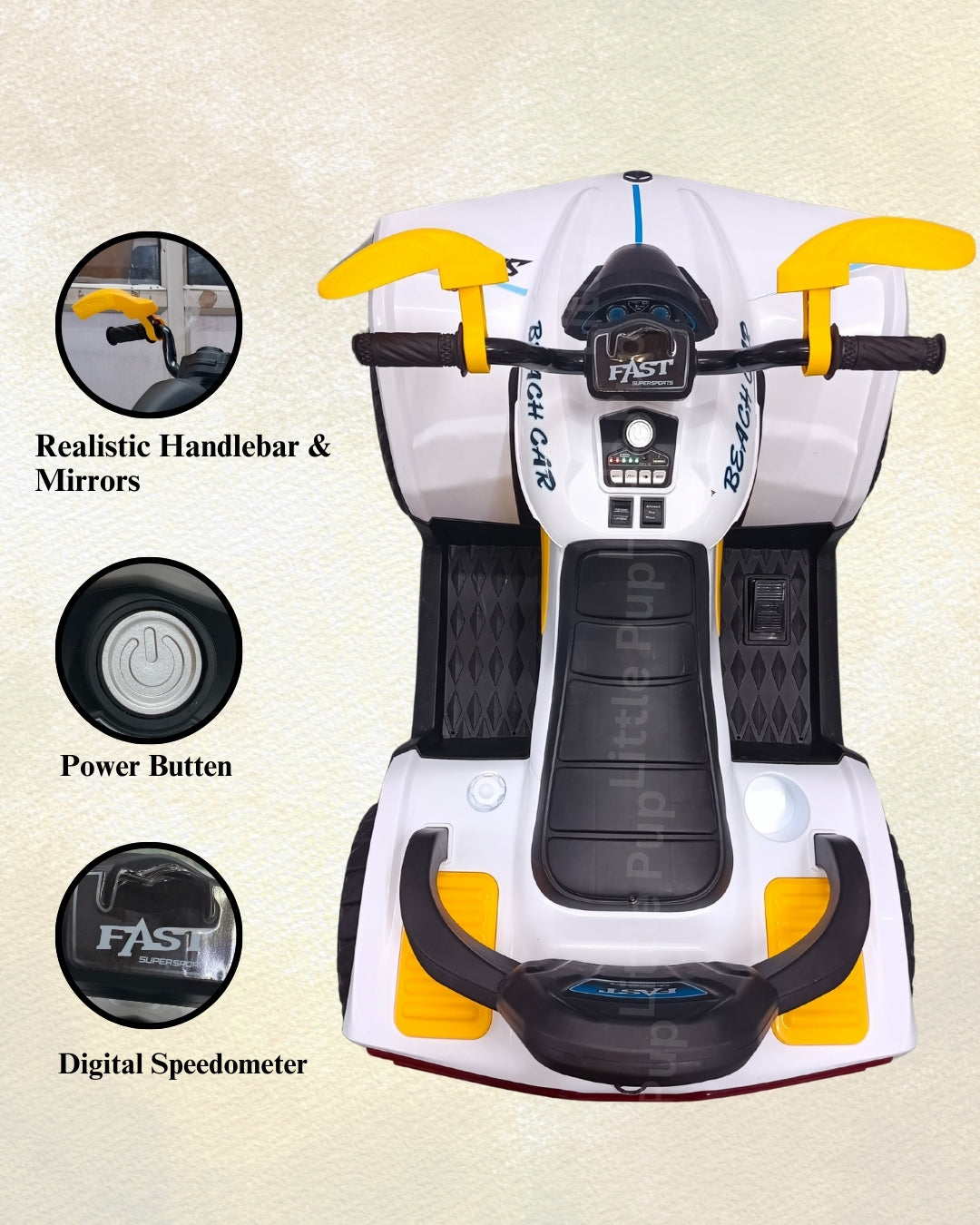 Kids ATV, 12V Electric Ride On Four Wheeler with Remote Control, 7AH Battery, LED Lights, Radio, Music, Battery Powered Ride On Toy for Ages 2-12 Years, White