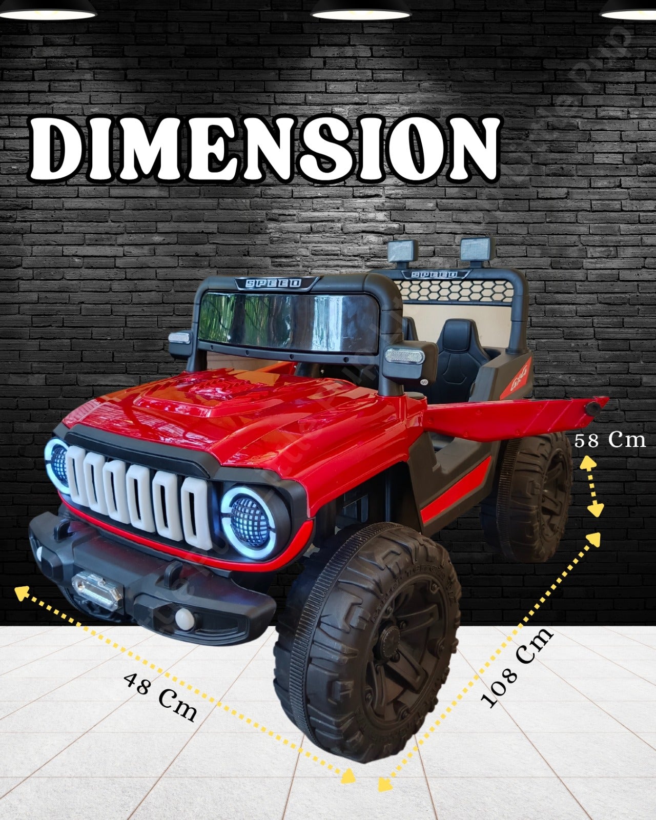 Red Electric Ride-On Jeep for Kids (1–6 Years) – Battery Operated Car with LED Lights, Music & Dual Control