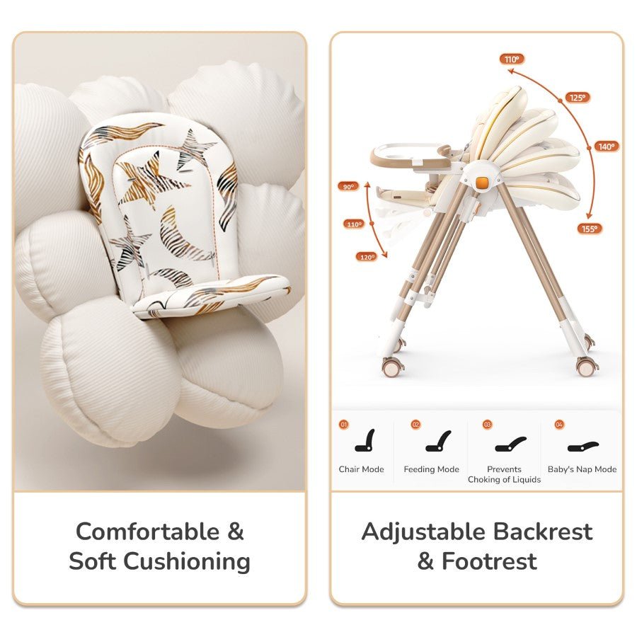 Baby Swing with 5-in-1 Functions, 4-Level Recline, 5-Point Safety Belt, Foldable Design