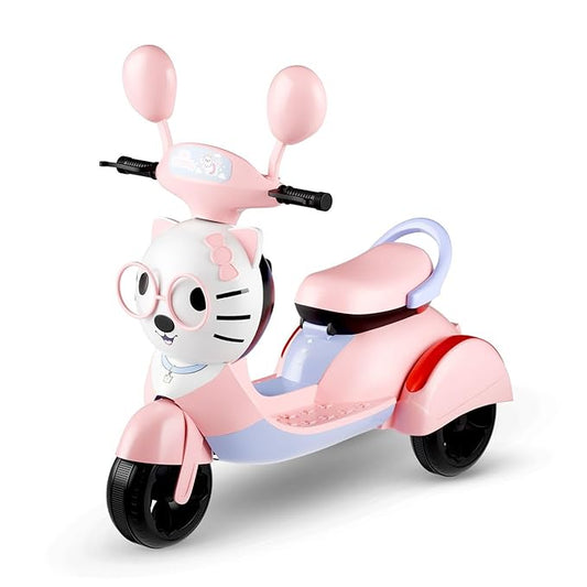 Front view of Electric Kitty Ride-On Scooter for Baby Girls

