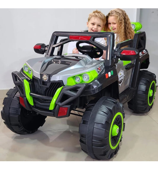 12V big battery operated kids jeep with steering motor, suspension and remote control